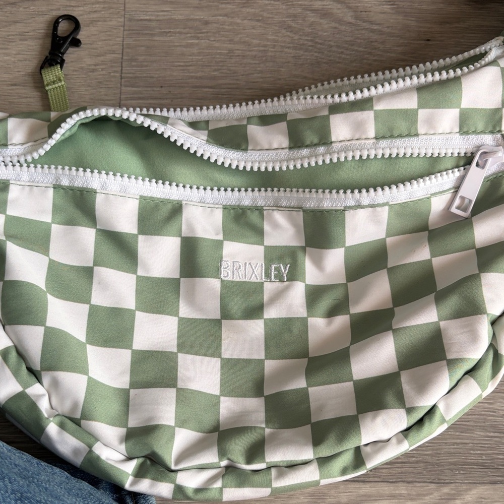 Brixley Green and White Checkered Crossbody Bag